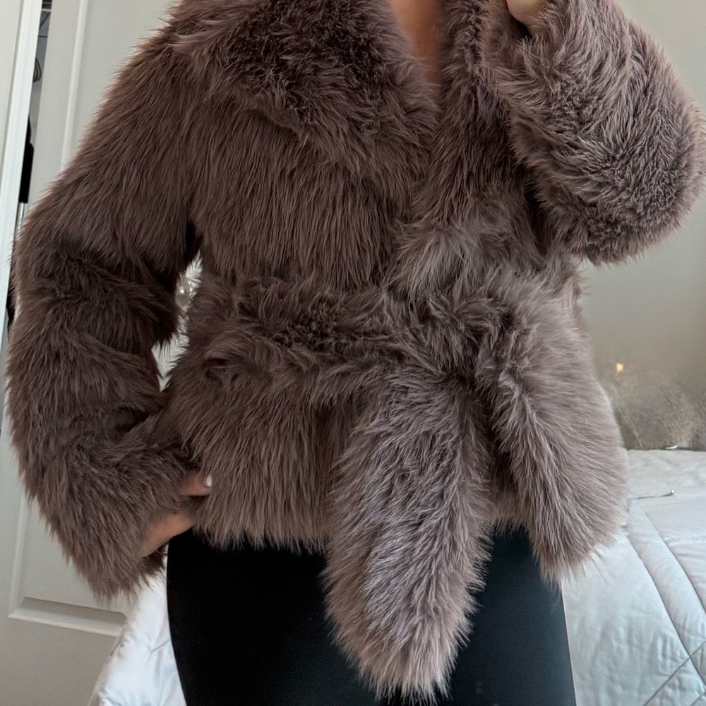 Boohoo Faux Fur Jacket in Brown